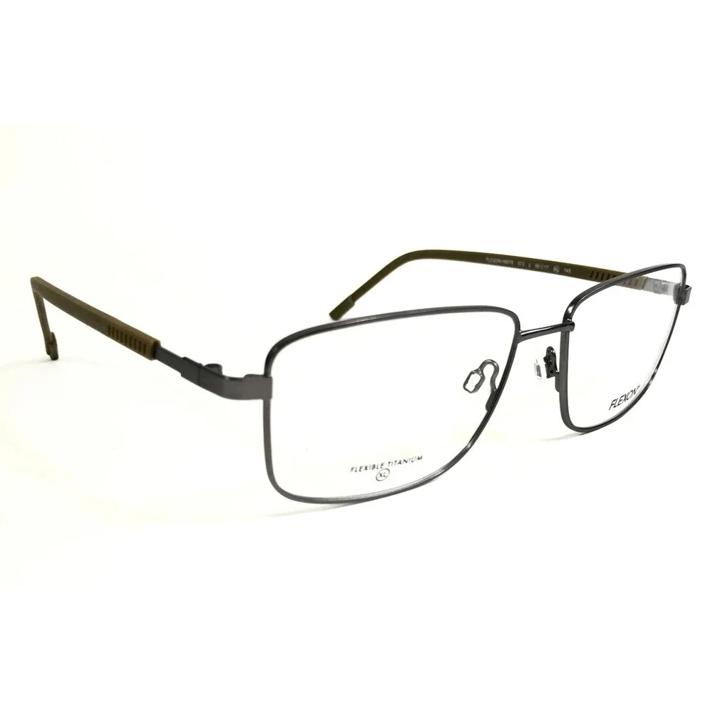 Flexon Eyeglasses Frames H6078 073 Matte Satin Gunmetal Green Wire Rim 56-17-145